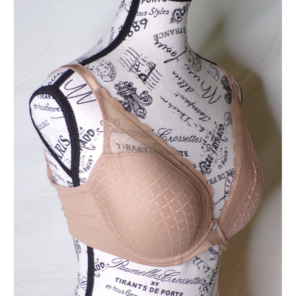🆕CHANTELLE Norah Chic Plunge T-Shirt Underwire Bra 34D Beige Tan #16MNA - Picture 8 of 11
